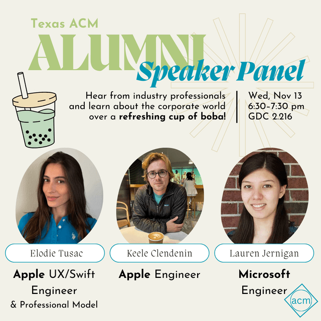 ACM Alumni panel flyer